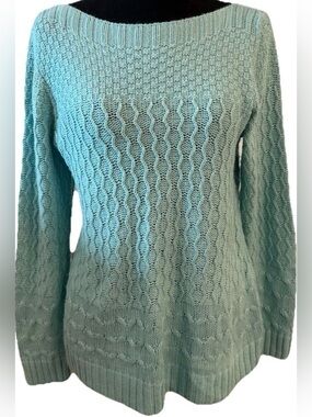 Croft & Barrow Women's Long Sleeve Light Teal Pullover Sweater, Size Large